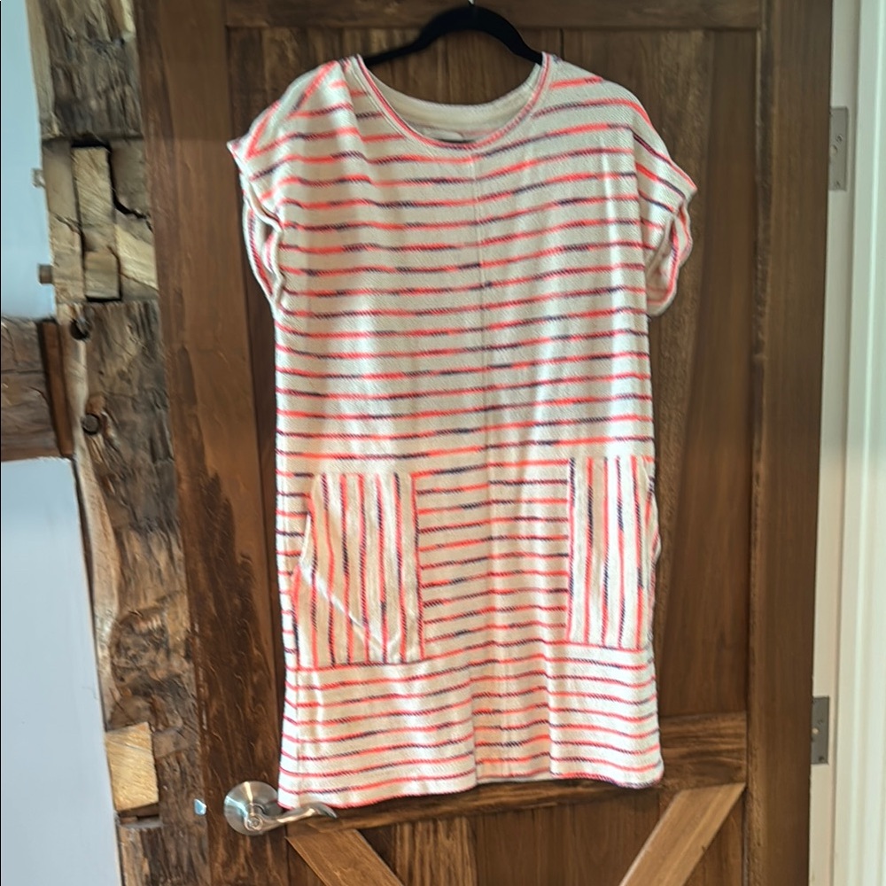 Lou & Grey Coral and Navy Striped Dress